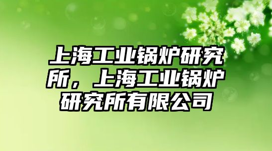 上海工業(yè)鍋爐研究所，上海工業(yè)鍋爐研究所有限公司