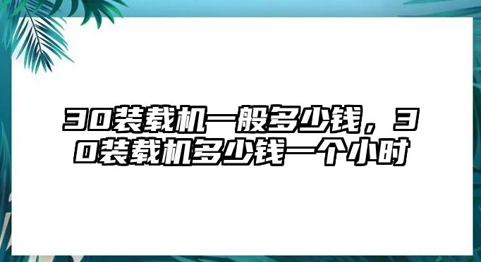 30裝載機(jī)一般多少錢(qián)，30裝載機(jī)多少錢(qián)一個(gè)小時(shí)