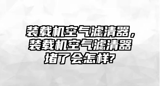 裝載機空氣濾清器，裝載機空氣濾清器堵了會怎樣?