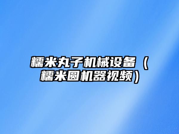 糯米丸子機械設(shè)備（糯米圓機器視頻）