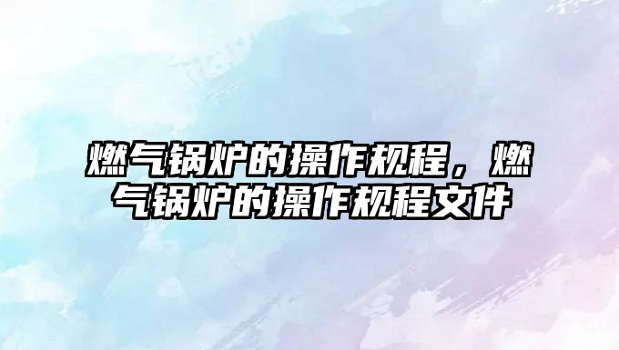 燃?xì)忮仩t的操作規(guī)程，燃?xì)忮仩t的操作規(guī)程文件