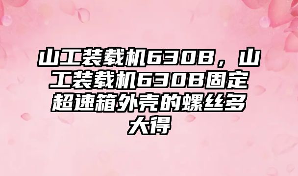 山工裝載機630B，山工裝載機630B固定超速箱外殼的螺絲多大得