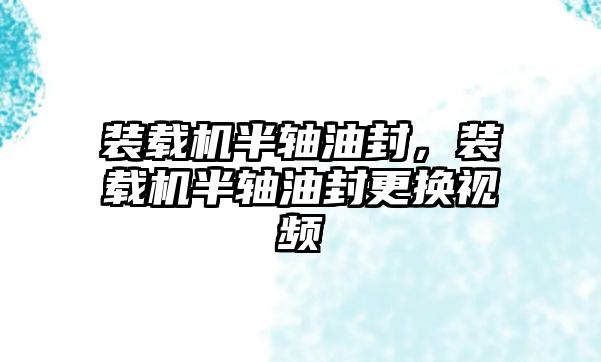 裝載機(jī)半軸油封，裝載機(jī)半軸油封更換視頻