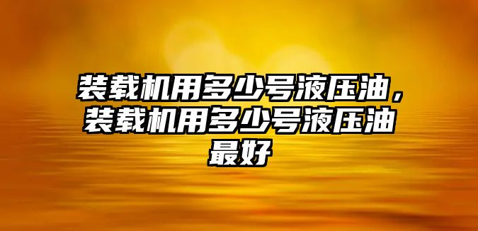 裝載機(jī)用多少號(hào)液壓油，裝載機(jī)用多少號(hào)液壓油最好