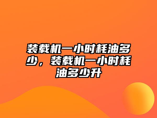 裝載機(jī)一小時(shí)耗油多少，裝載機(jī)一小時(shí)耗油多少升