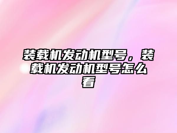 裝載機發(fā)動機型號，裝載機發(fā)動機型號怎么看