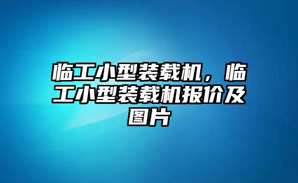 臨工小型裝載機，臨工小型裝載機報價及圖片