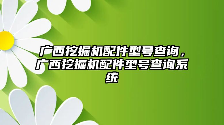 廣西挖掘機(jī)配件型號查詢，廣西挖掘機(jī)配件型號查詢系統(tǒng)