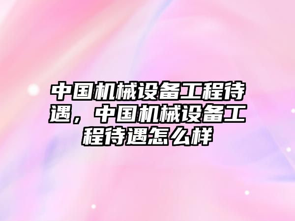 中國(guó)機(jī)械設(shè)備工程待遇，中國(guó)機(jī)械設(shè)備工程待遇怎么樣