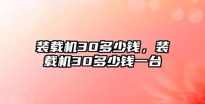 裝載機(jī)30多少錢，裝載機(jī)30多少錢一臺