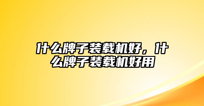 什么牌子裝載機(jī)好，什么牌子裝載機(jī)好用