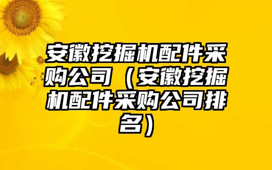 安徽挖掘機配件采購公司（安徽挖掘機配件采購公司排名）