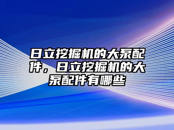 日立挖掘機的大泵配件，日立挖掘機的大泵配件有哪些