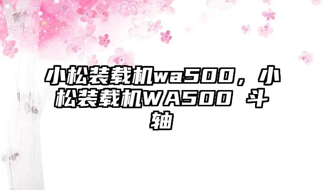 小松裝載機(jī)wa500，小松裝載機(jī)WA500 斗軸