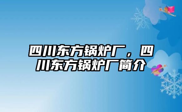 四川東方鍋爐廠，四川東方鍋爐廠簡介