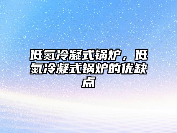 低氮冷凝式鍋爐，低氮冷凝式鍋爐的優(yōu)缺點