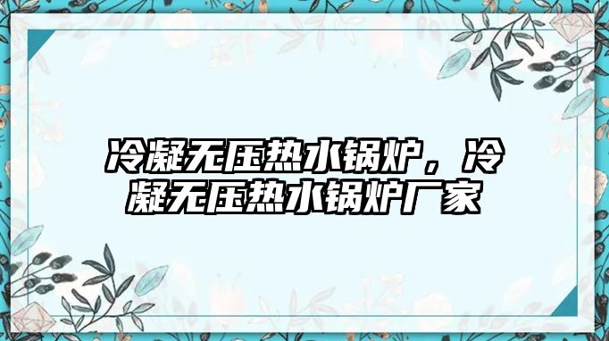 冷凝無壓熱水鍋爐，冷凝無壓熱水鍋爐廠家