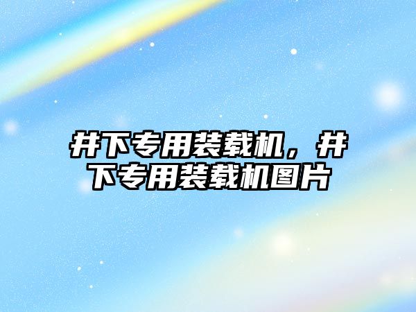 井下專用裝載機，井下專用裝載機圖片