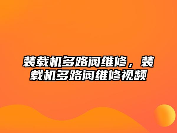 裝載機(jī)多路閥維修，裝載機(jī)多路閥維修視頻