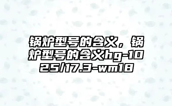 鍋爐型號(hào)的含義，鍋爐型號(hào)的含義hg-1025/17.3-wm18