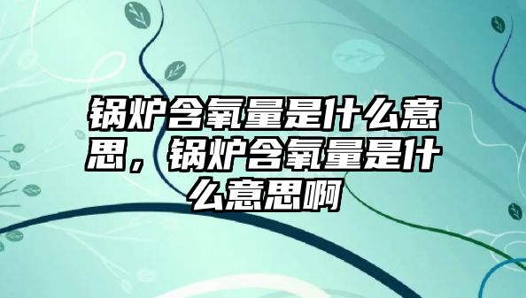 鍋爐含氧量是什么意思，鍋爐含氧量是什么意思啊