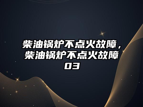 柴油鍋爐不點(diǎn)火故障，柴油鍋爐不點(diǎn)火故障03