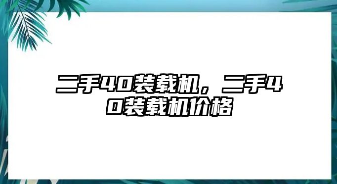 二手40裝載機(jī)，二手40裝載機(jī)價(jià)格