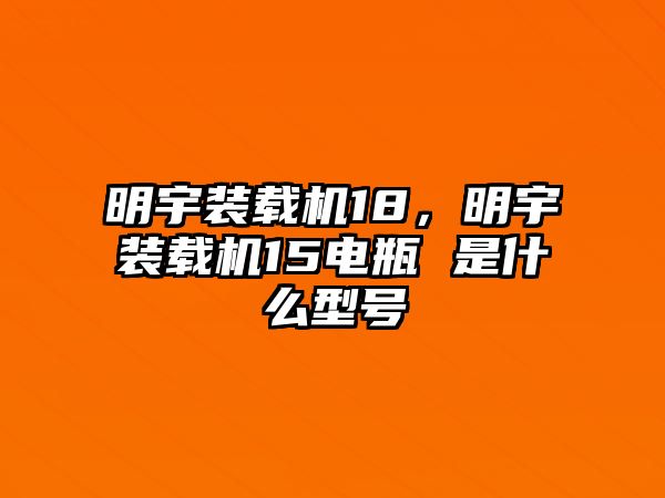 明宇裝載機18，明宇裝載機15電瓶 是什么型號