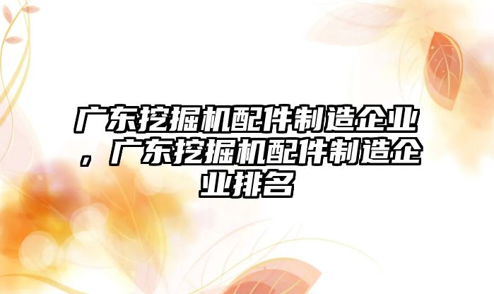 廣東挖掘機配件制造企業(yè)，廣東挖掘機配件制造企業(yè)排名