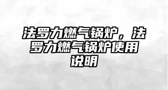 法羅力燃?xì)忮仩t，法羅力燃?xì)忮仩t使用說(shuō)明