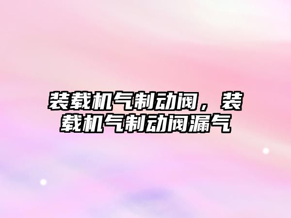 裝載機氣制動閥，裝載機氣制動閥漏氣