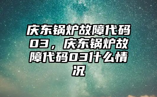 慶東鍋爐故障代碼03，慶東鍋爐故障代碼03什么情況