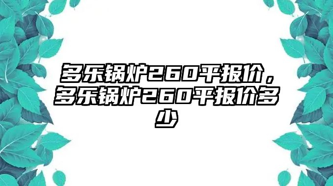 多樂(lè)鍋爐260平報(bào)價(jià)，多樂(lè)鍋爐260平報(bào)價(jià)多少