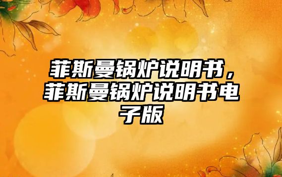 菲斯曼鍋爐說明書，菲斯曼鍋爐說明書電子版