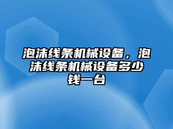 泡沫線條機械設備，泡沫線條機械設備多少錢一臺