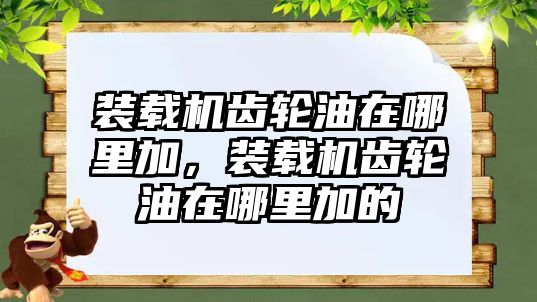 裝載機齒輪油在哪里加，裝載機齒輪油在哪里加的