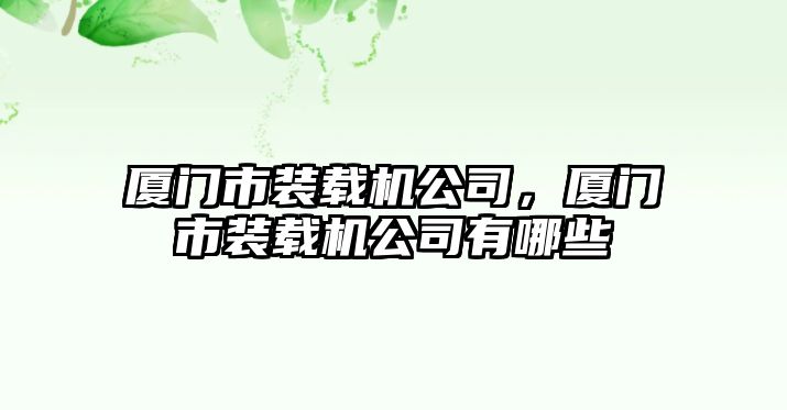 廈門市裝載機(jī)公司，廈門市裝載機(jī)公司有哪些