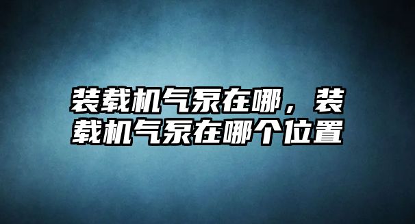 裝載機氣泵在哪，裝載機氣泵在哪個位置