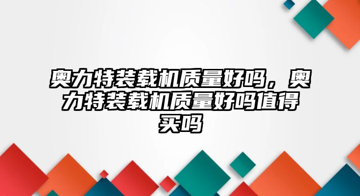 奧力特裝載機質量好嗎，奧力特裝載機質量好嗎值得買嗎