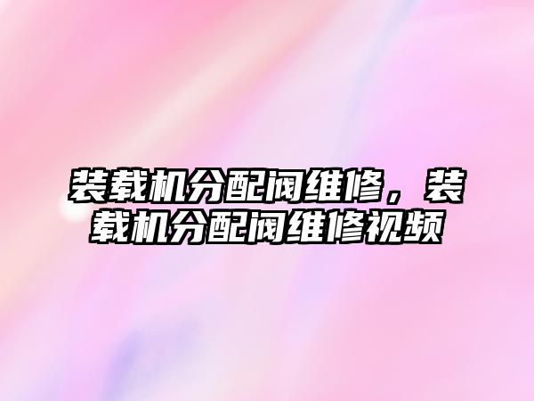 裝載機分配閥維修，裝載機分配閥維修視頻