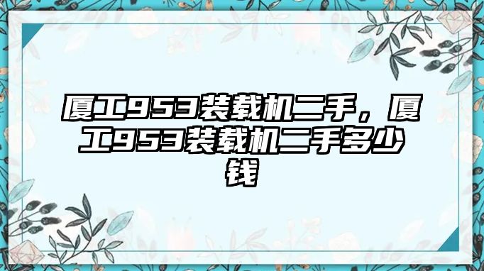 廈工953裝載機(jī)二手，廈工953裝載機(jī)二手多少錢