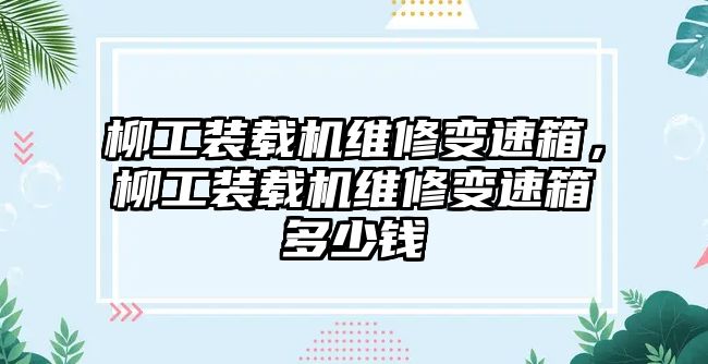 柳工裝載機維修變速箱，柳工裝載機維修變速箱多少錢