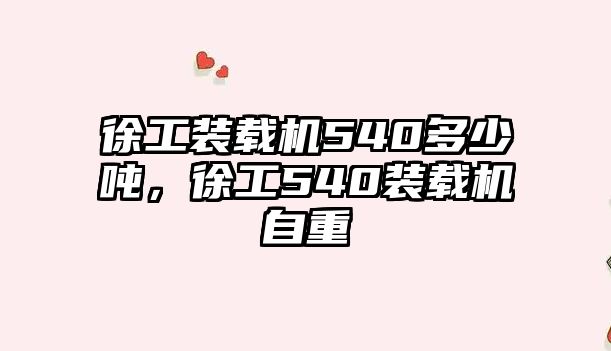 徐工裝載機540多少噸，徐工540裝載機自重