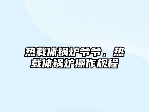 熱載體鍋爐爺爺，熱載體鍋爐操作規(guī)程