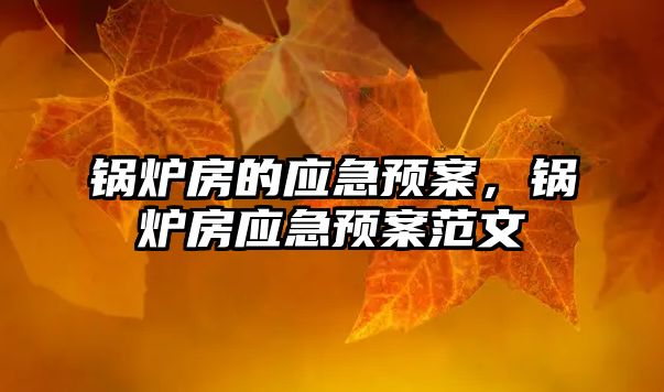 鍋爐房的應(yīng)急預(yù)案，鍋爐房應(yīng)急預(yù)案范文