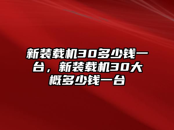 新裝載機(jī)30多少錢(qián)一臺(tái)，新裝載機(jī)30大概多少錢(qián)一臺(tái)