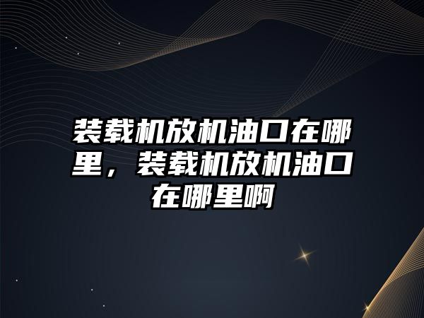 裝載機放機油口在哪里，裝載機放機油口在哪里啊