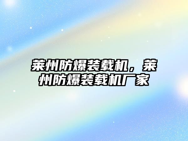 萊州防爆裝載機，萊州防爆裝載機廠家