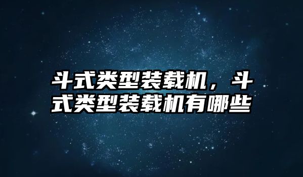 斗式類型裝載機(jī)，斗式類型裝載機(jī)有哪些