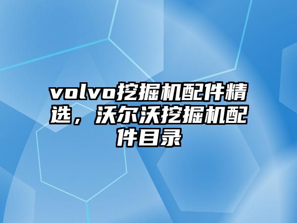 volvo挖掘機(jī)配件精選，沃爾沃挖掘機(jī)配件目錄